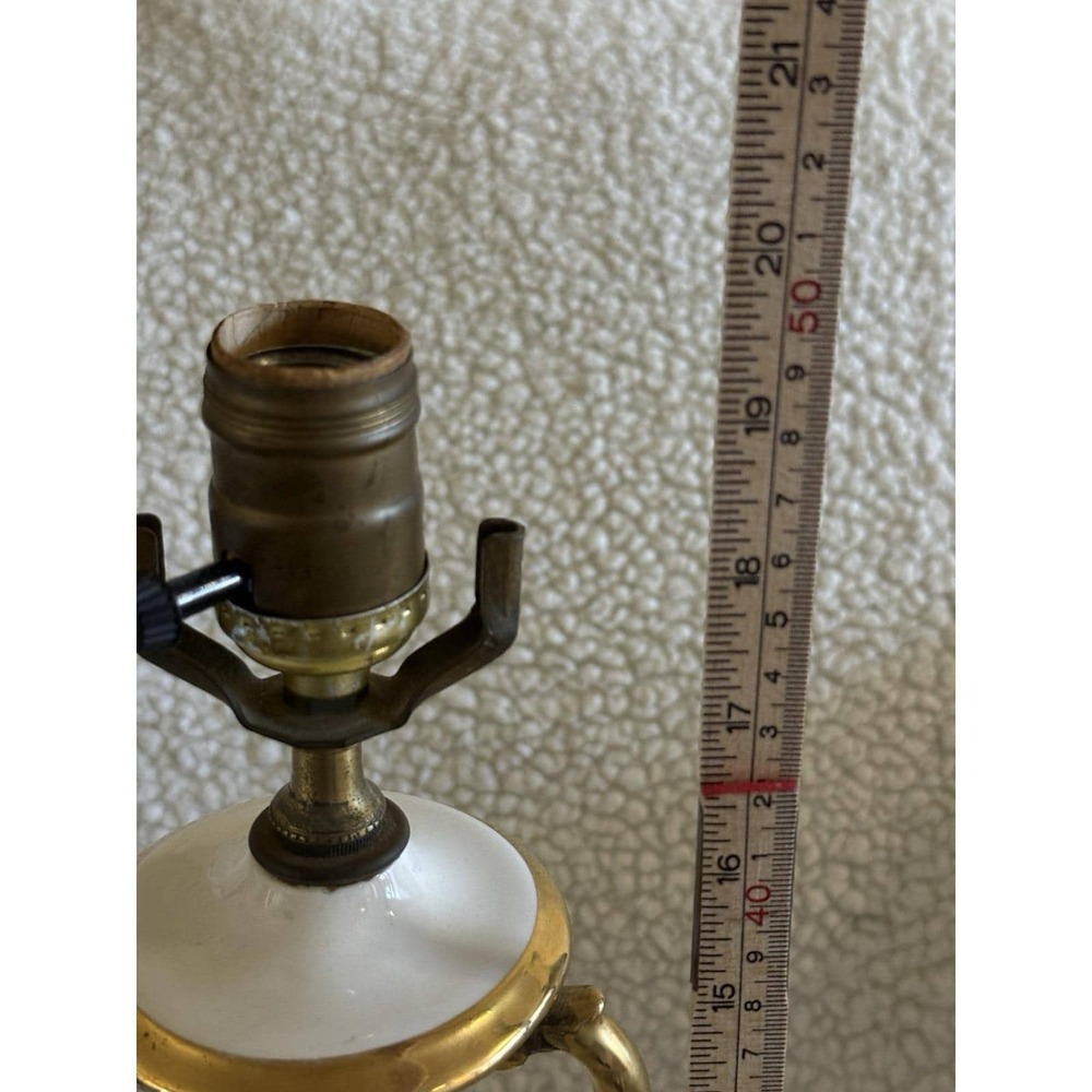 Vtg French Sevres Style Porcelain Urn Lamp Blue Floral Gold Signed Antique Decor - Picture 7 of 12